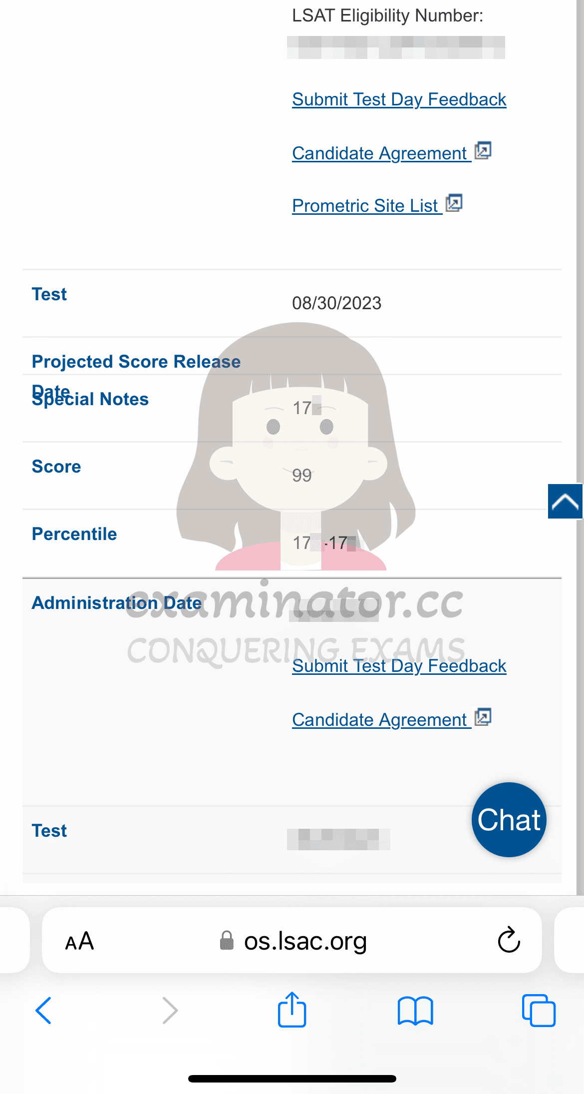 Score image for LSAT Proxy Testing success story #571