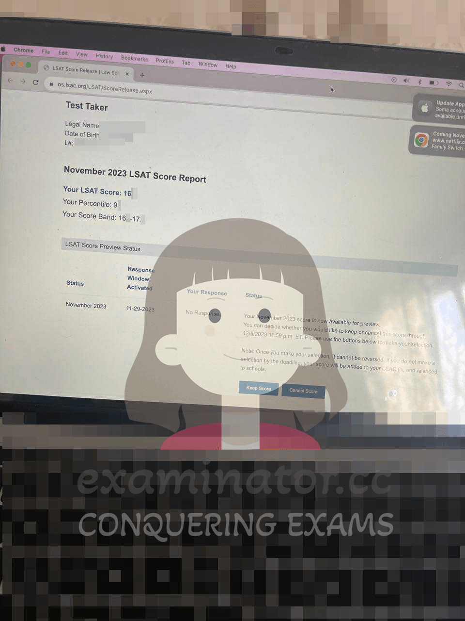 score image for LSAT Cheating success story #599