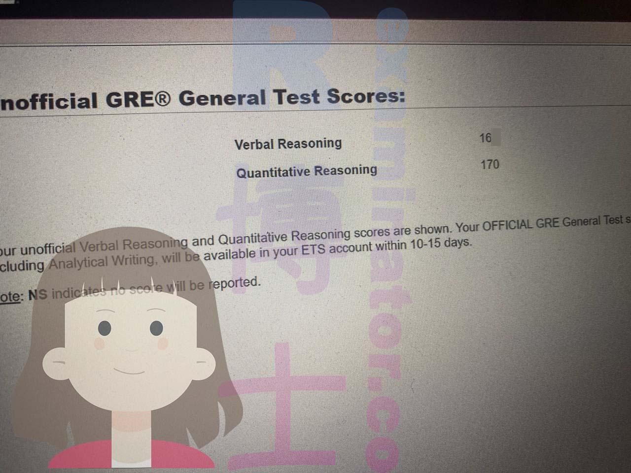 Score image for GRE Proxy Testing success story #532
