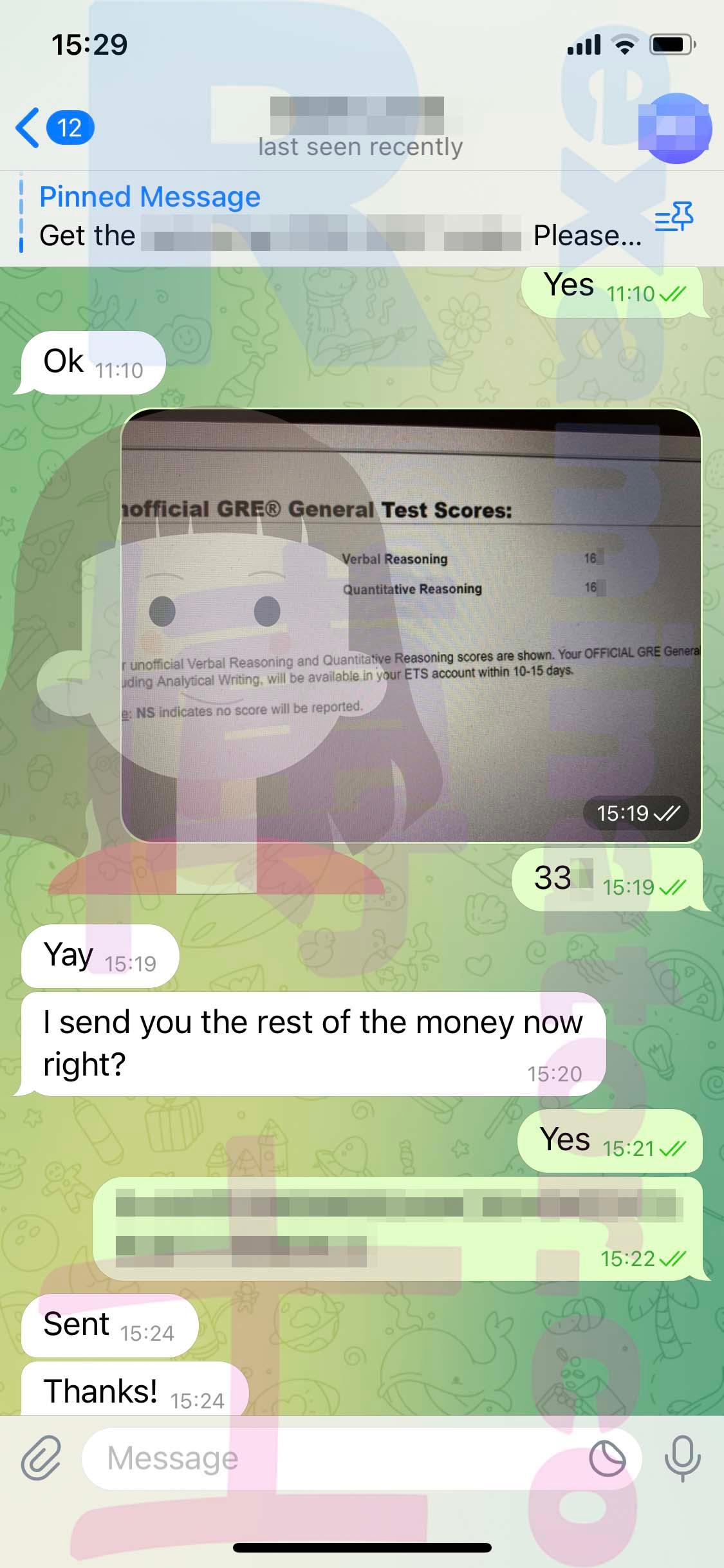 screenshot of chat logs for GRE Proxy Testing success story #502