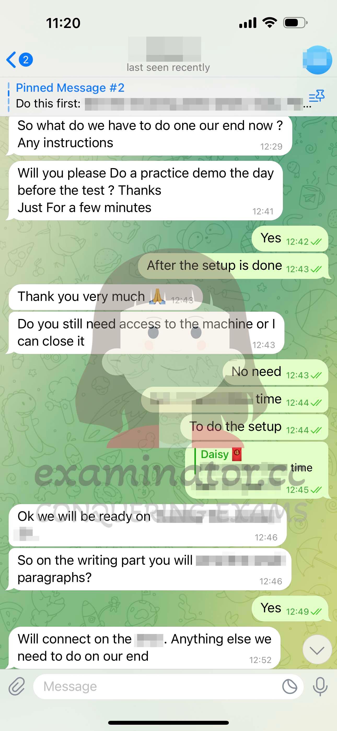 screenshot of chat logs for GRE Proxy Testing success story #565