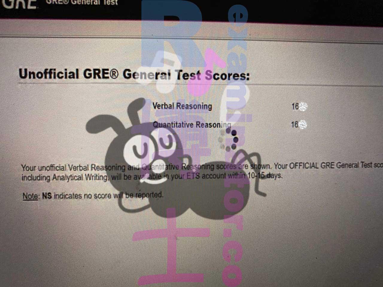 score image for GRE Cheating success story #357