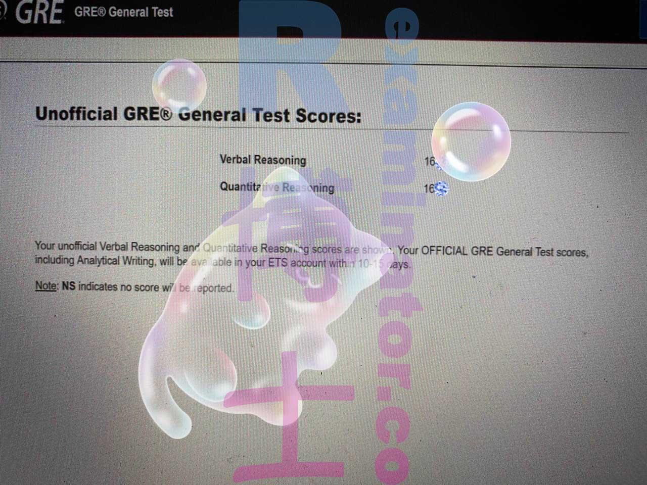 Score image for GRE Proxy Testing success story #353