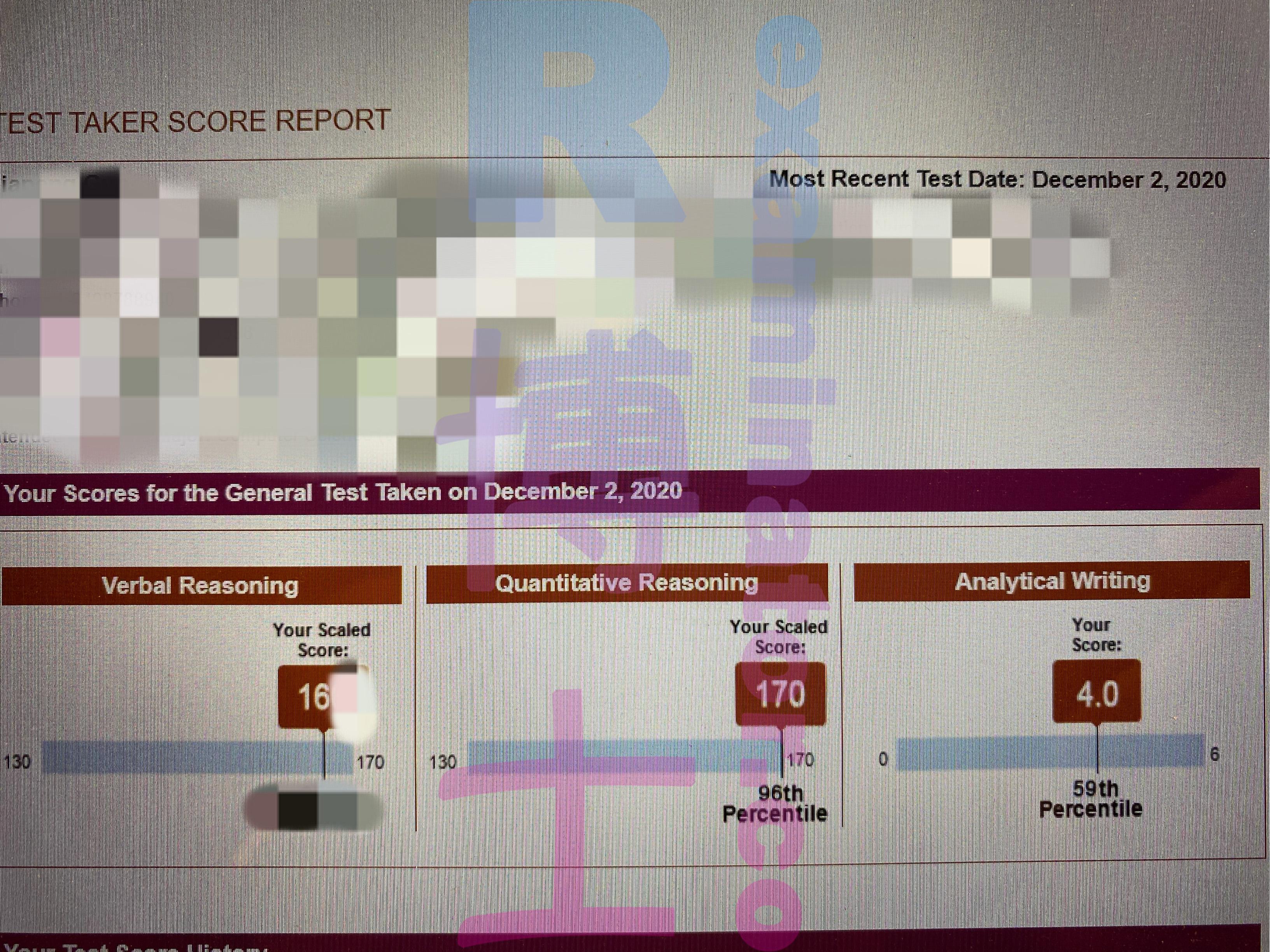 score image for GRE Cheating success story #112