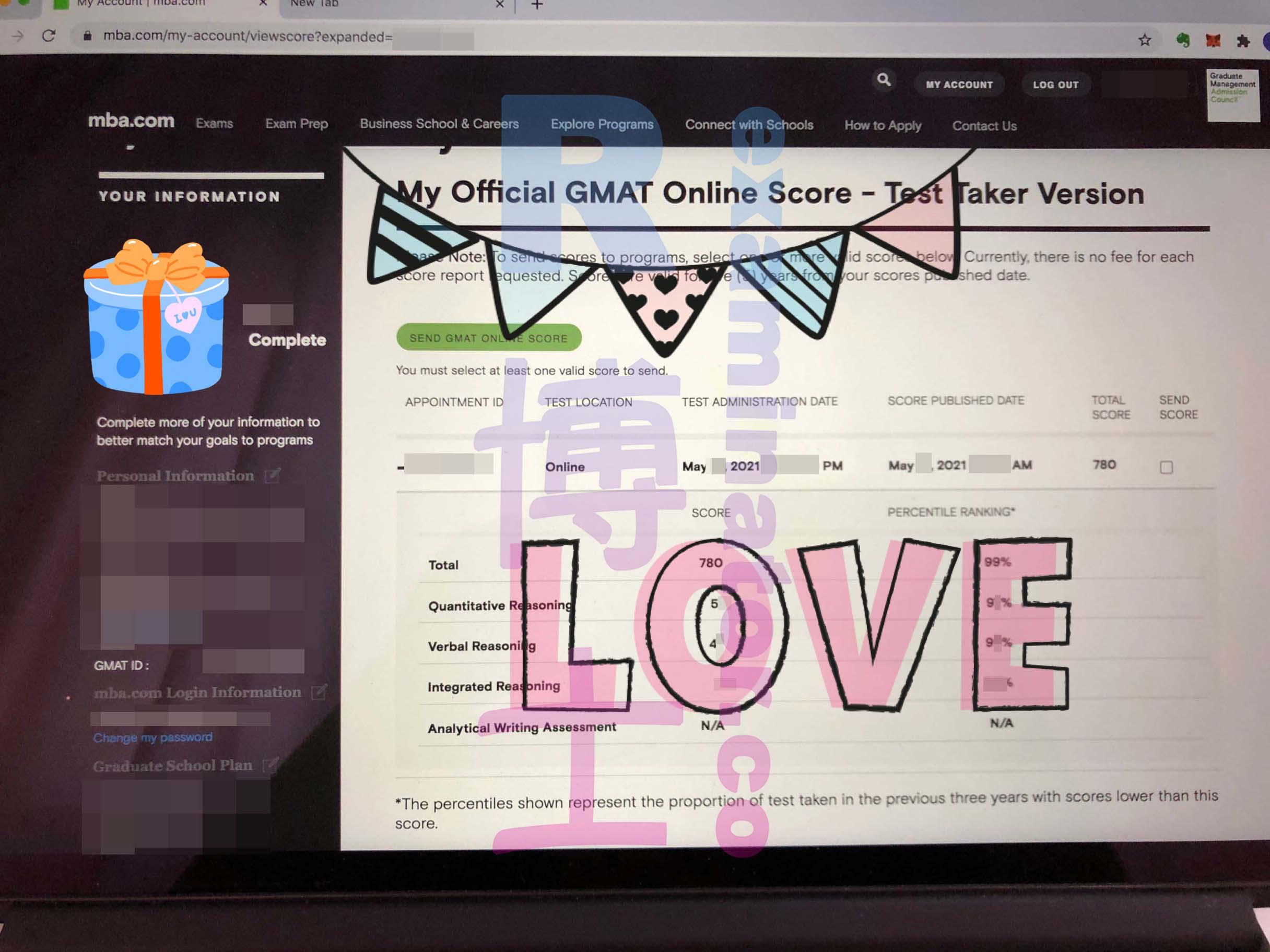 score image for GMAT Cheating success story #158