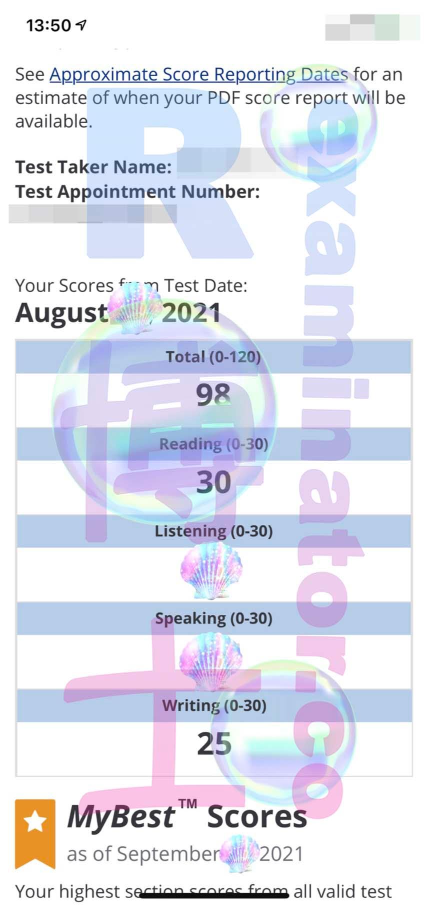 score image for TOEFL Cheating success story #194