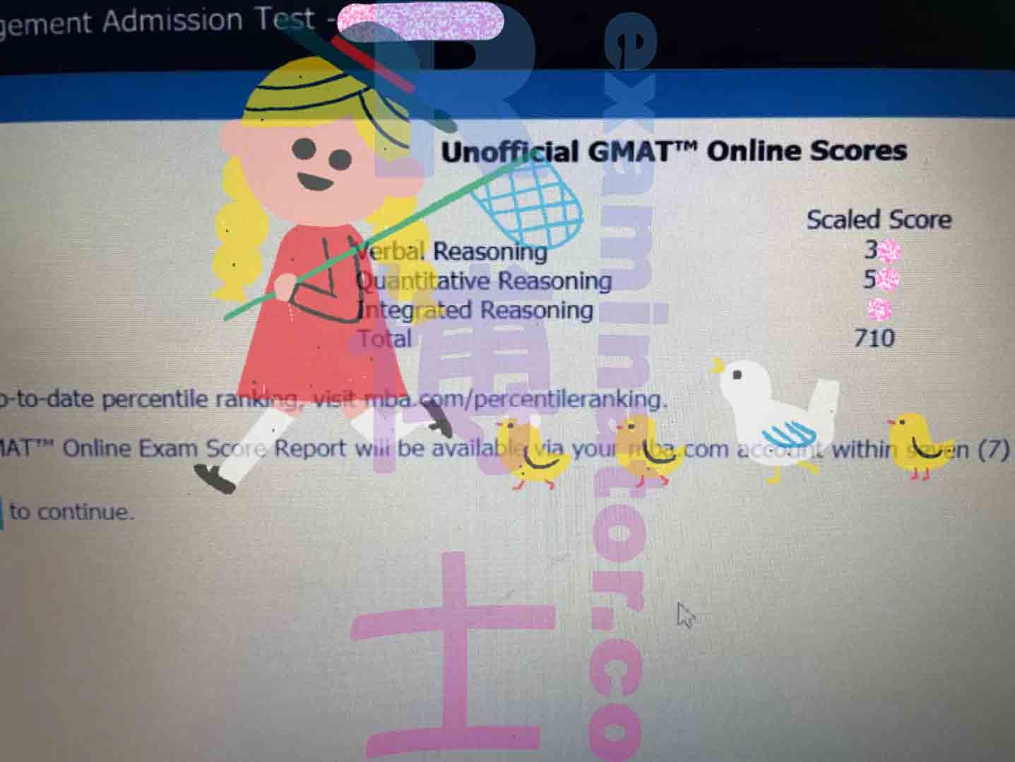 score image for GMAT Cheating success story #220
