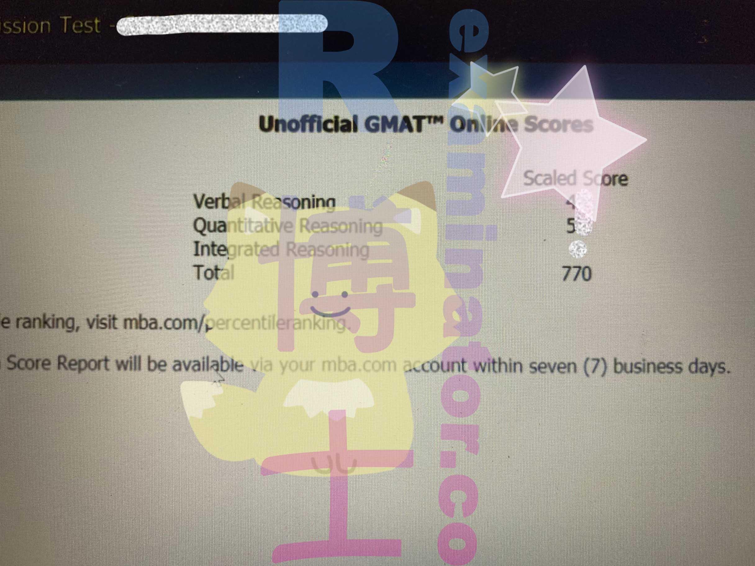 score image for GMAT Cheating success story #237