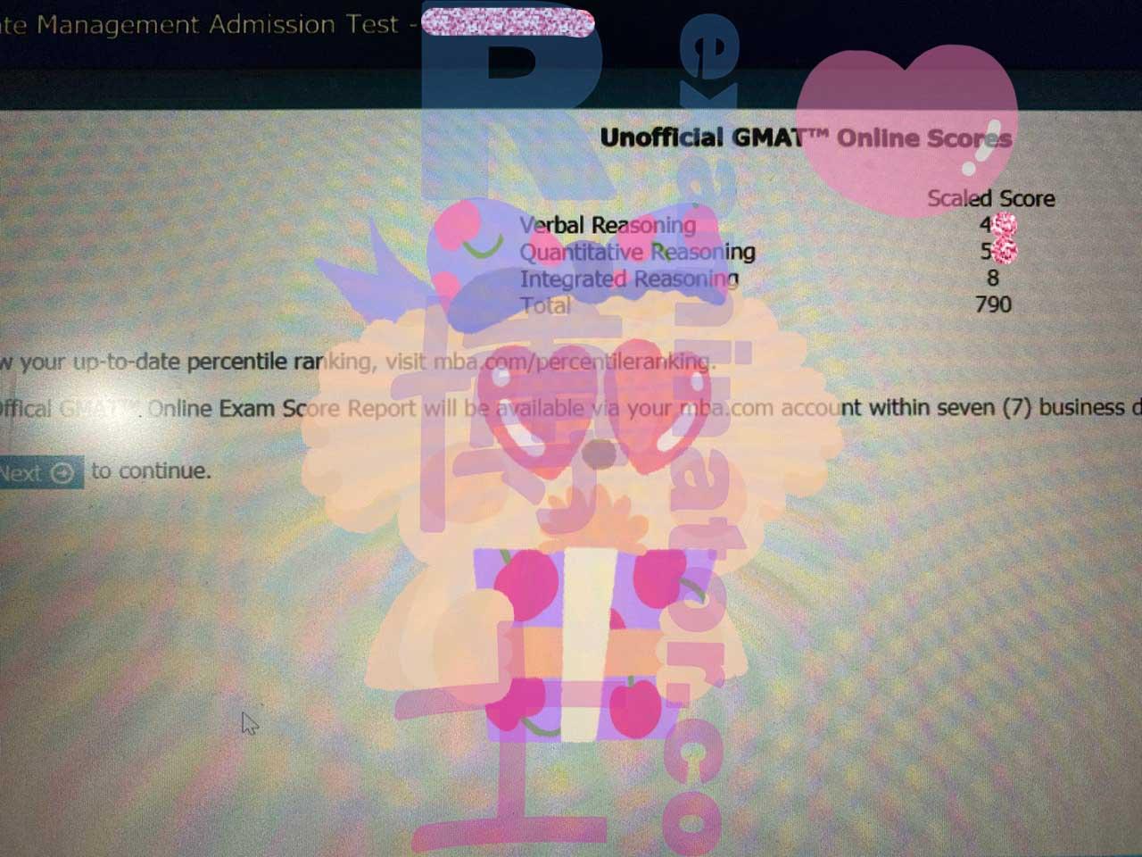 score image for GMAT Cheating success story #276