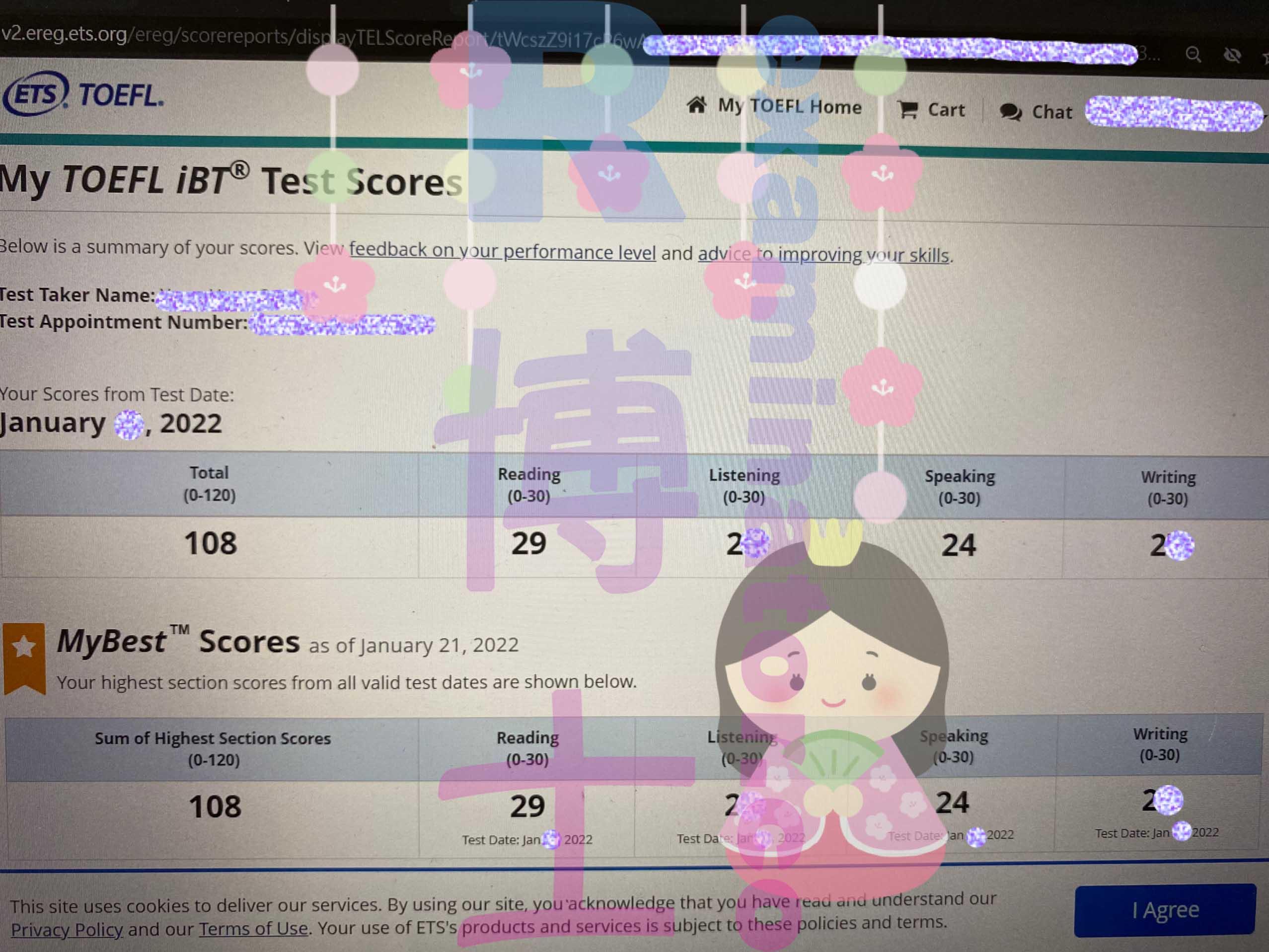 score image for TOEFL Cheating success story #272
