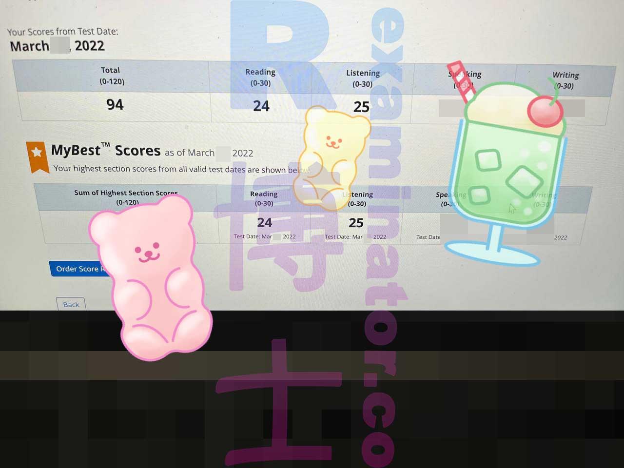 score image for TOEFL Cheating success story #286