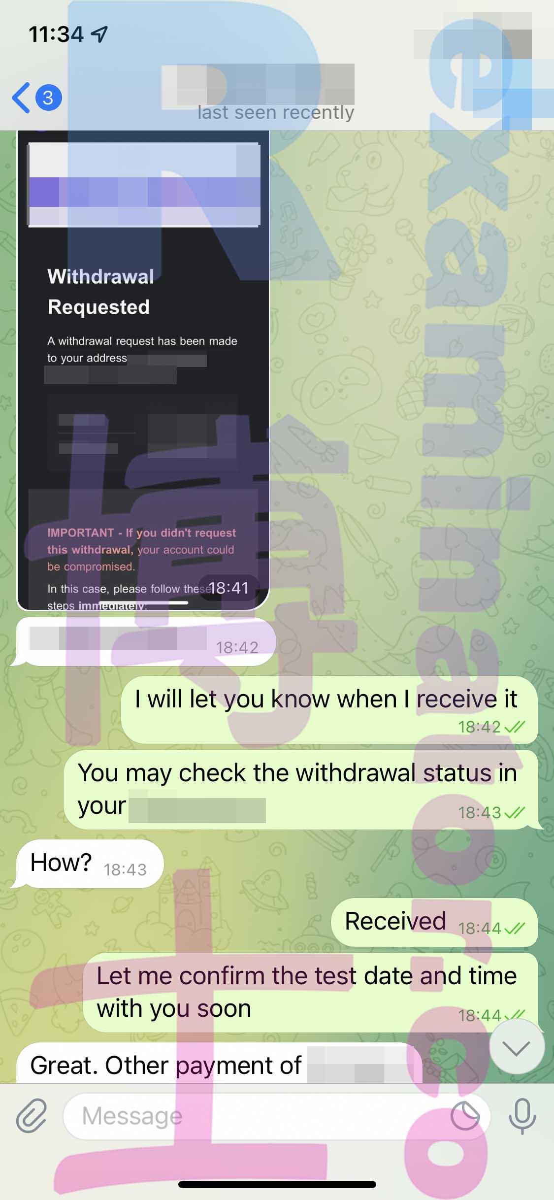 screenshot of chat logs for [GMAT Cheating] success story #173