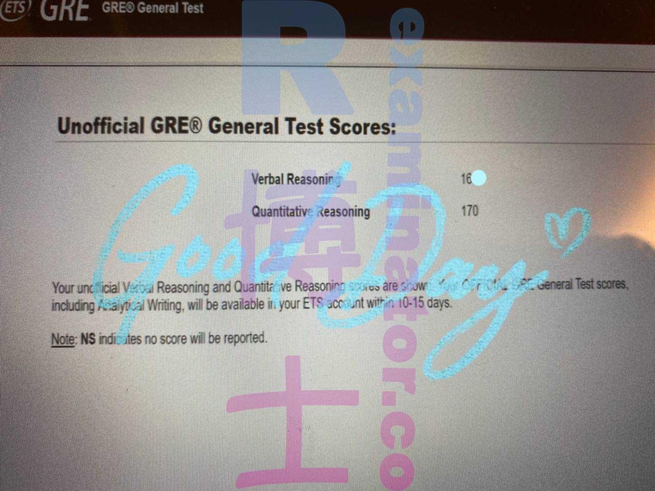 score image for GRE Cheating success story #312