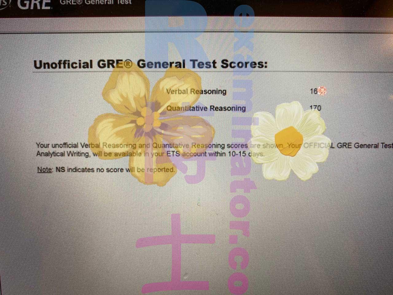 score image for GRE Cheating success story #316