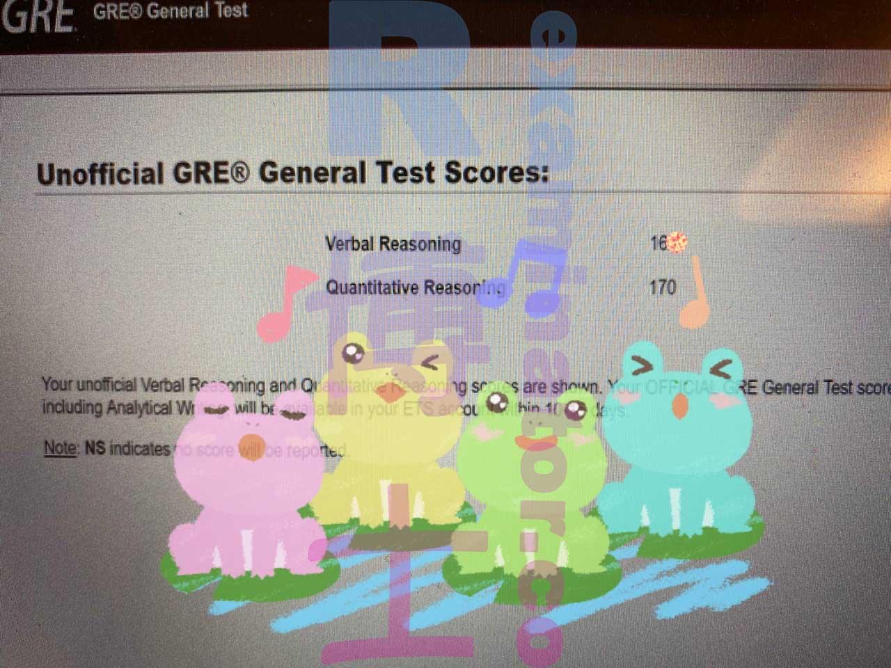 score image for GRE Cheating success story #318