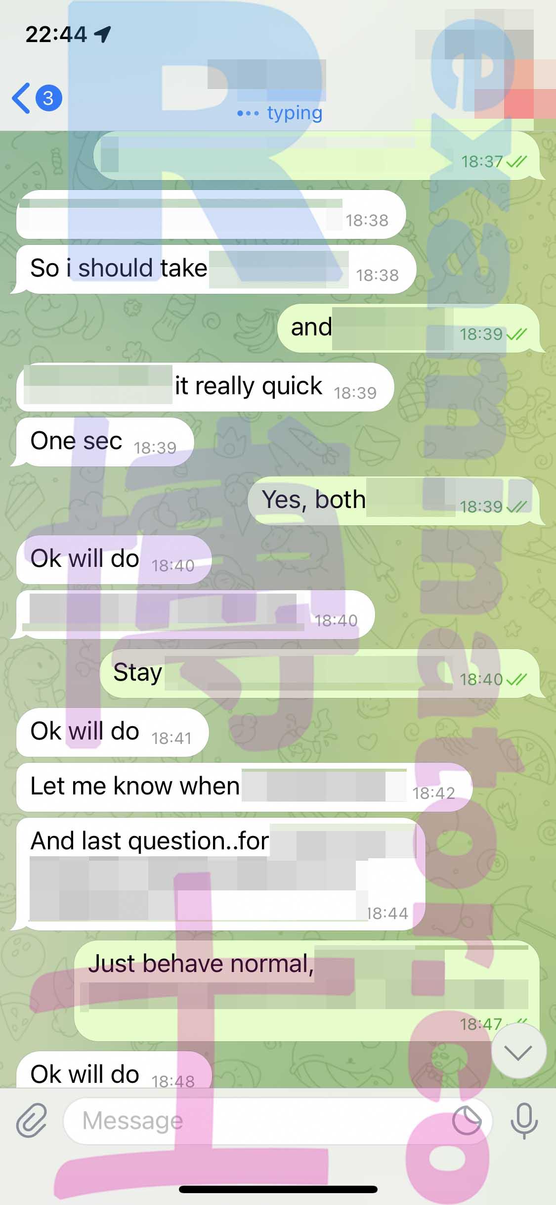 screenshot of chat logs for GMAT Cheating success story #319