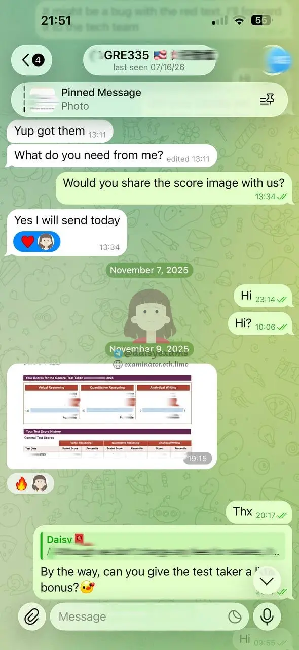 score image for GRE Cheating success story #752