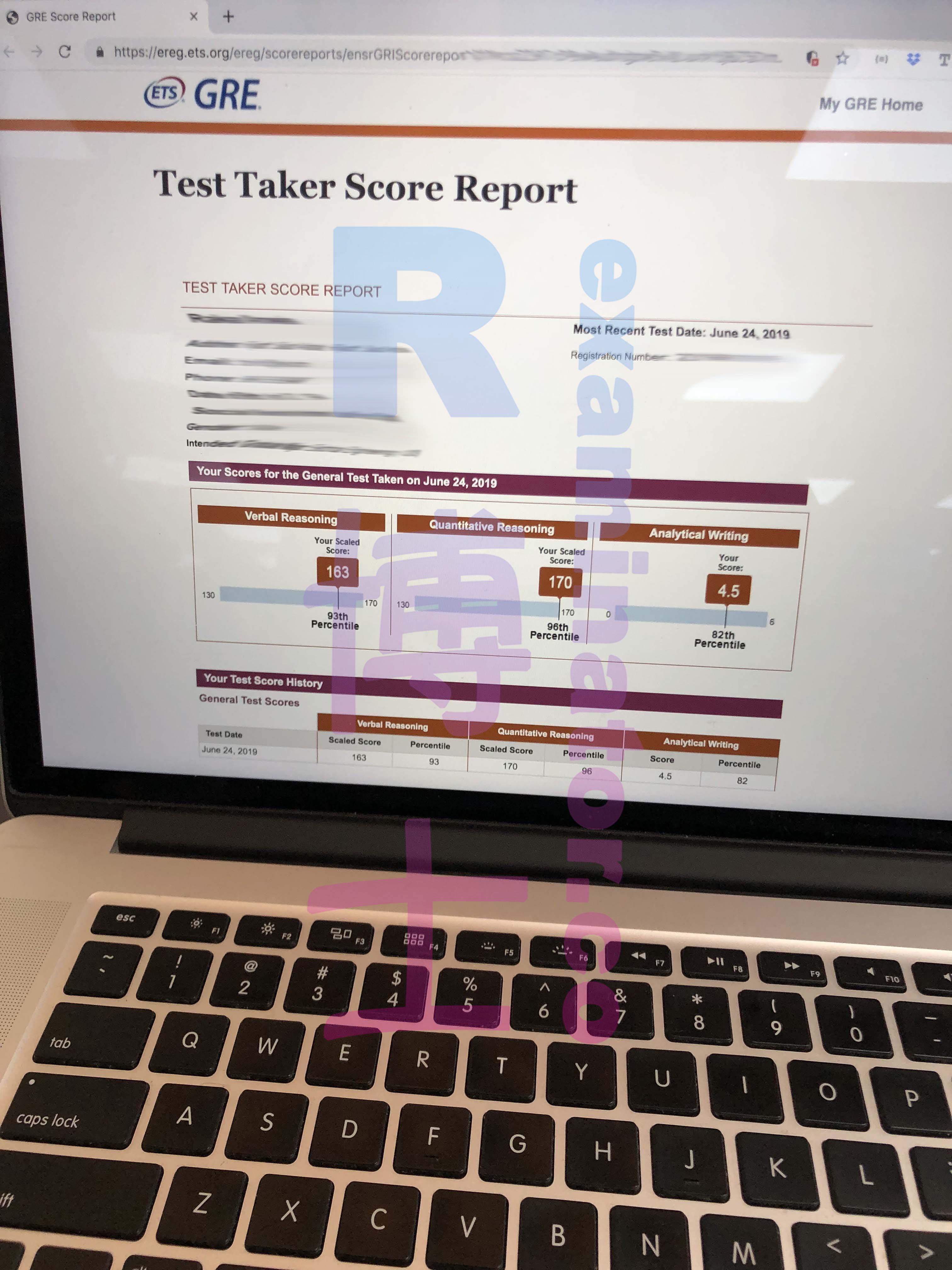 score image for GRE Cheating success story #42