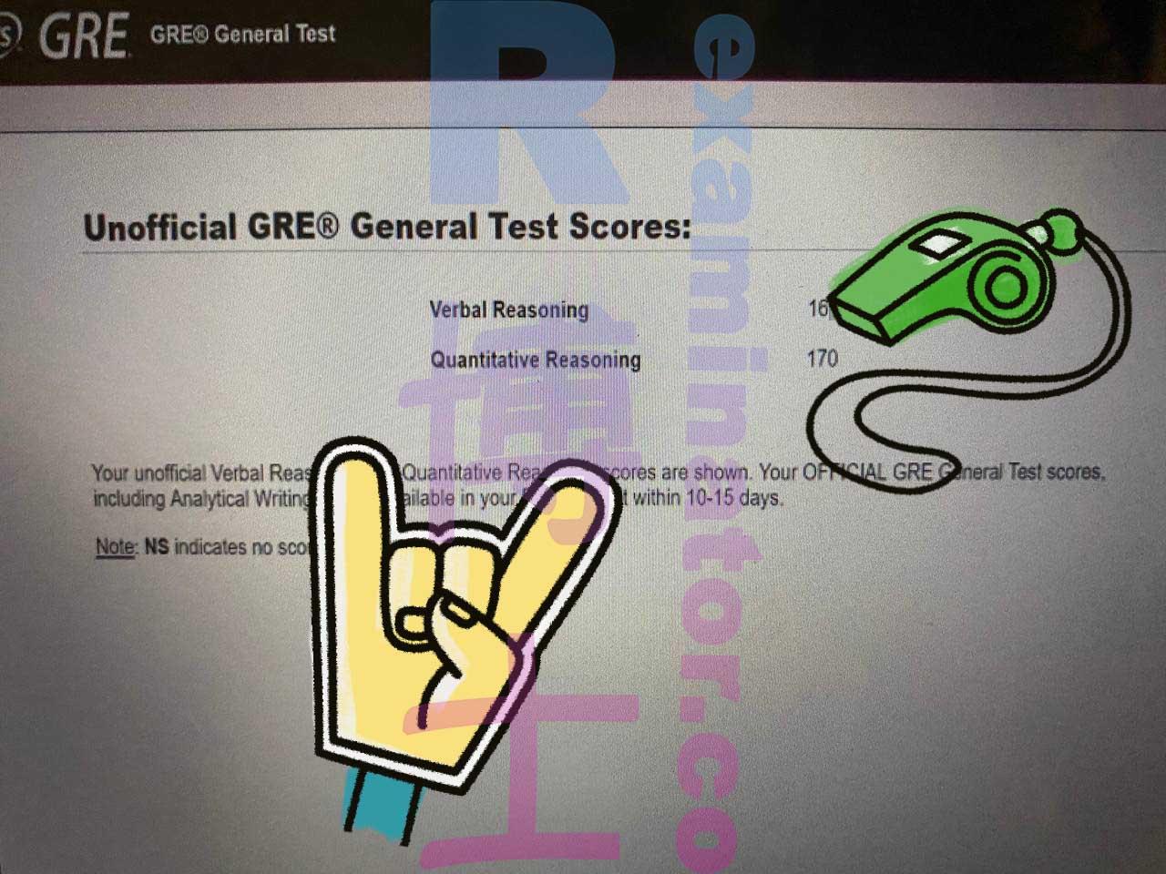 score image for GRE Cheating success story #427