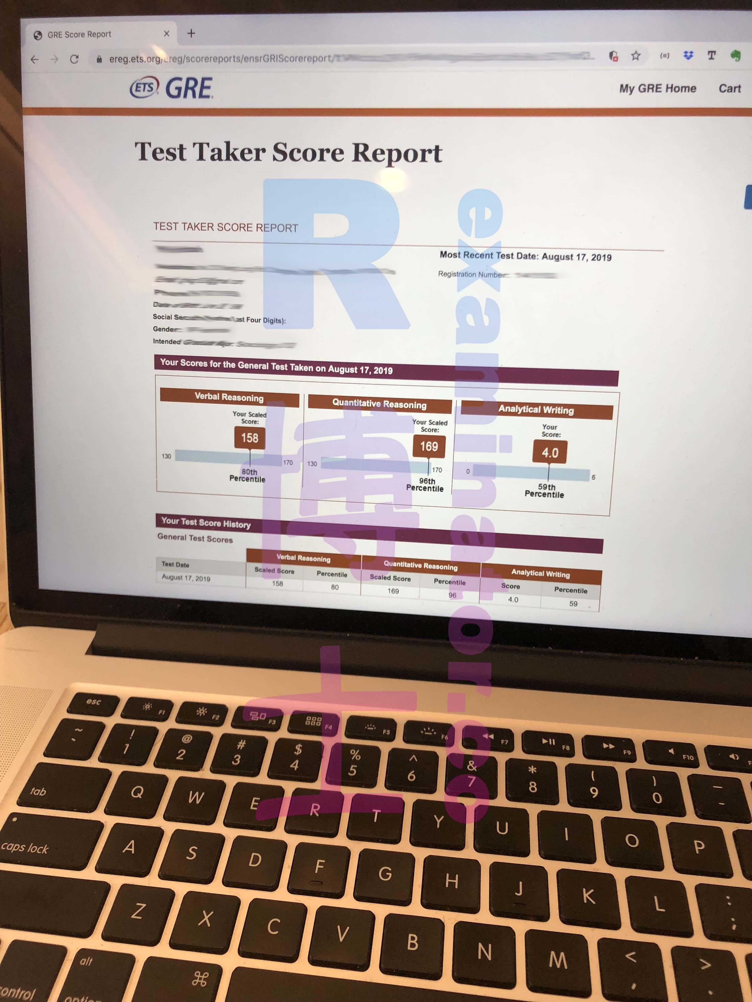 score image for GRE Cheating success story #46