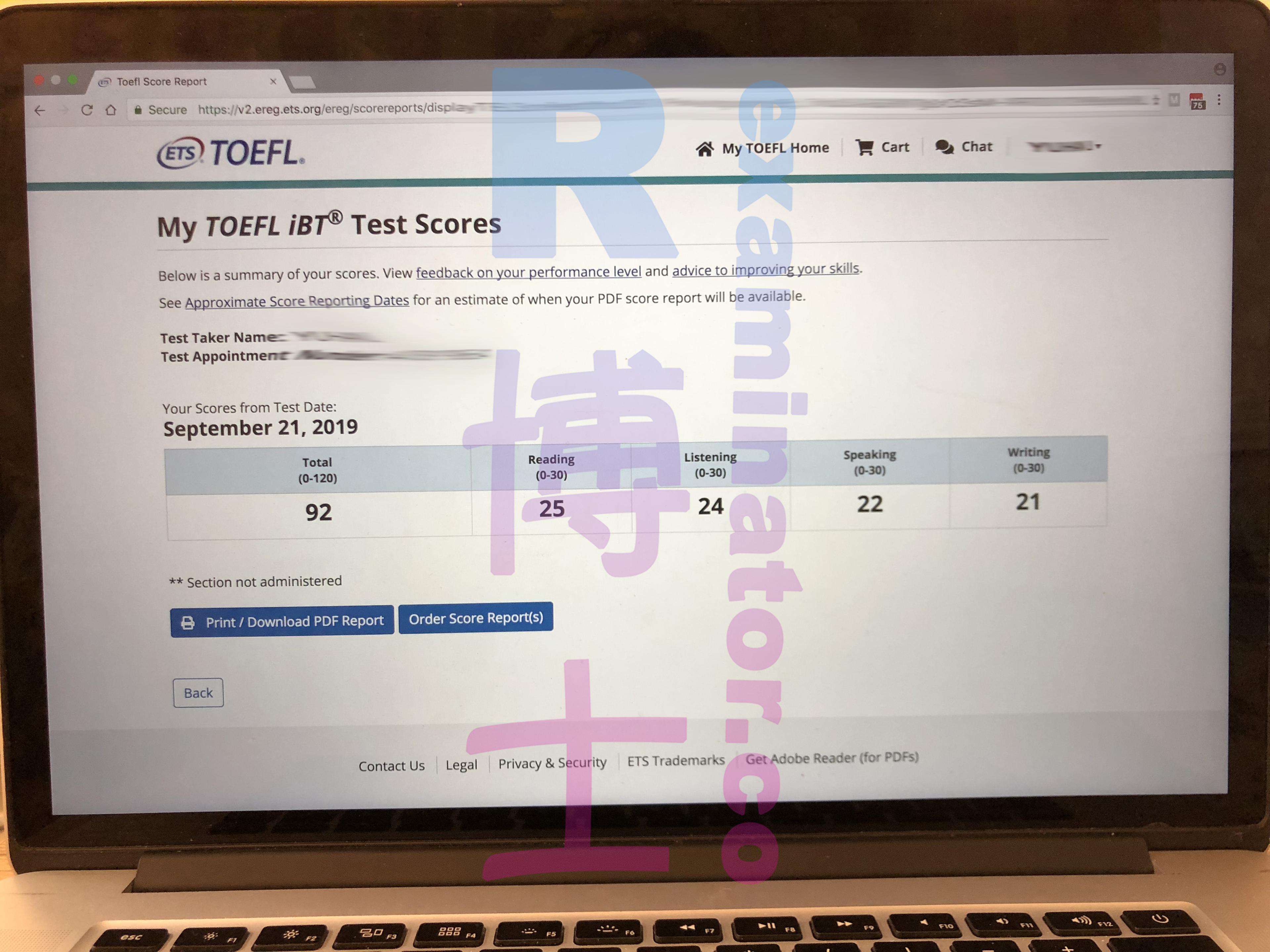 score image for TOEFL Cheating success story #53