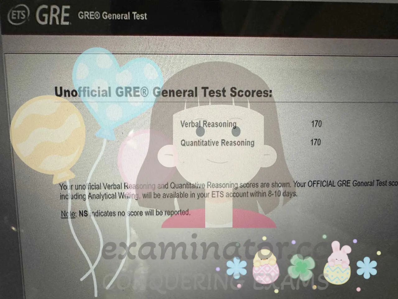 score image for GRE Cheating success story #628