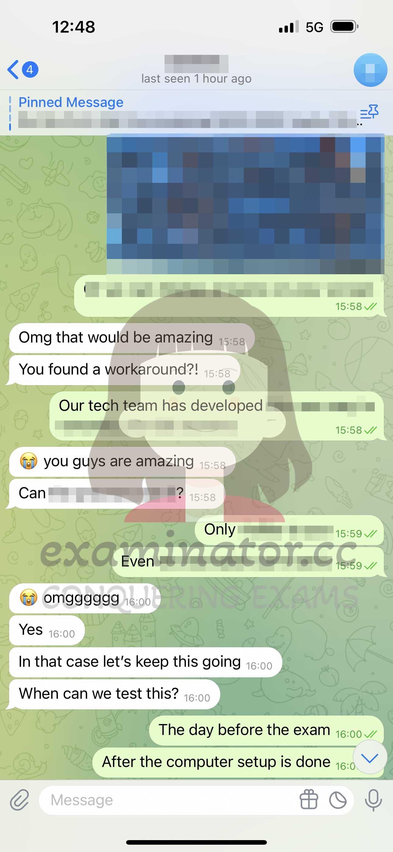 screenshot of chat logs for GMAT Cheating success story #627