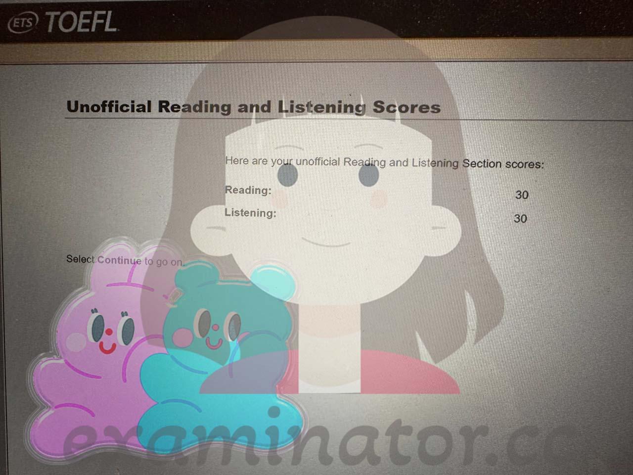score image for TOEFL Cheating success story #584