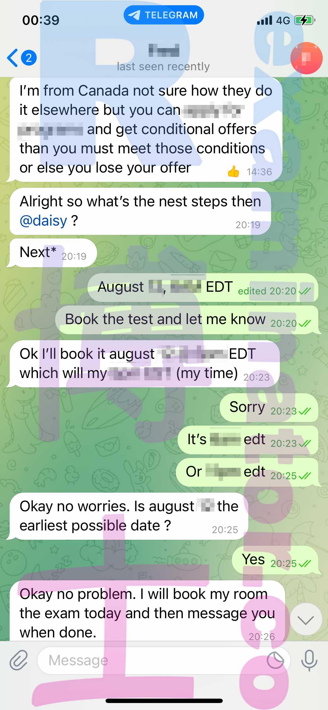 screenshot of chat logs for [GMAT Cheating] success story #233