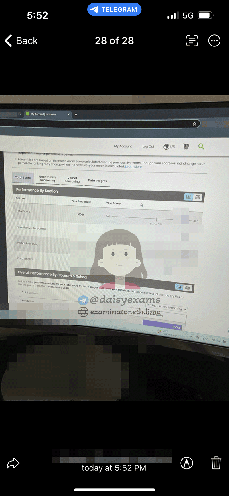 score image for GMAT Cheating success story #665