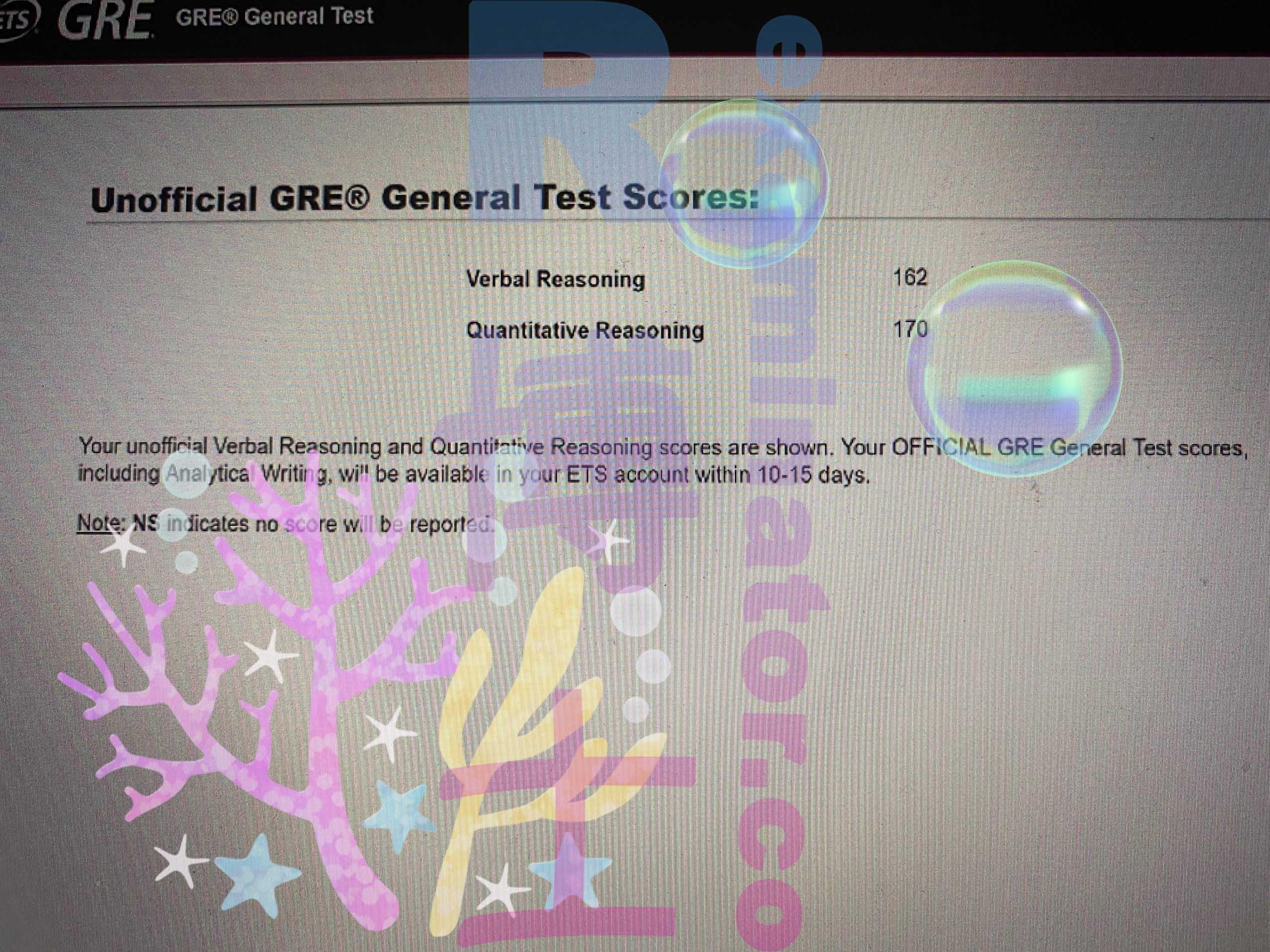 score image for GRE Cheating success story #344