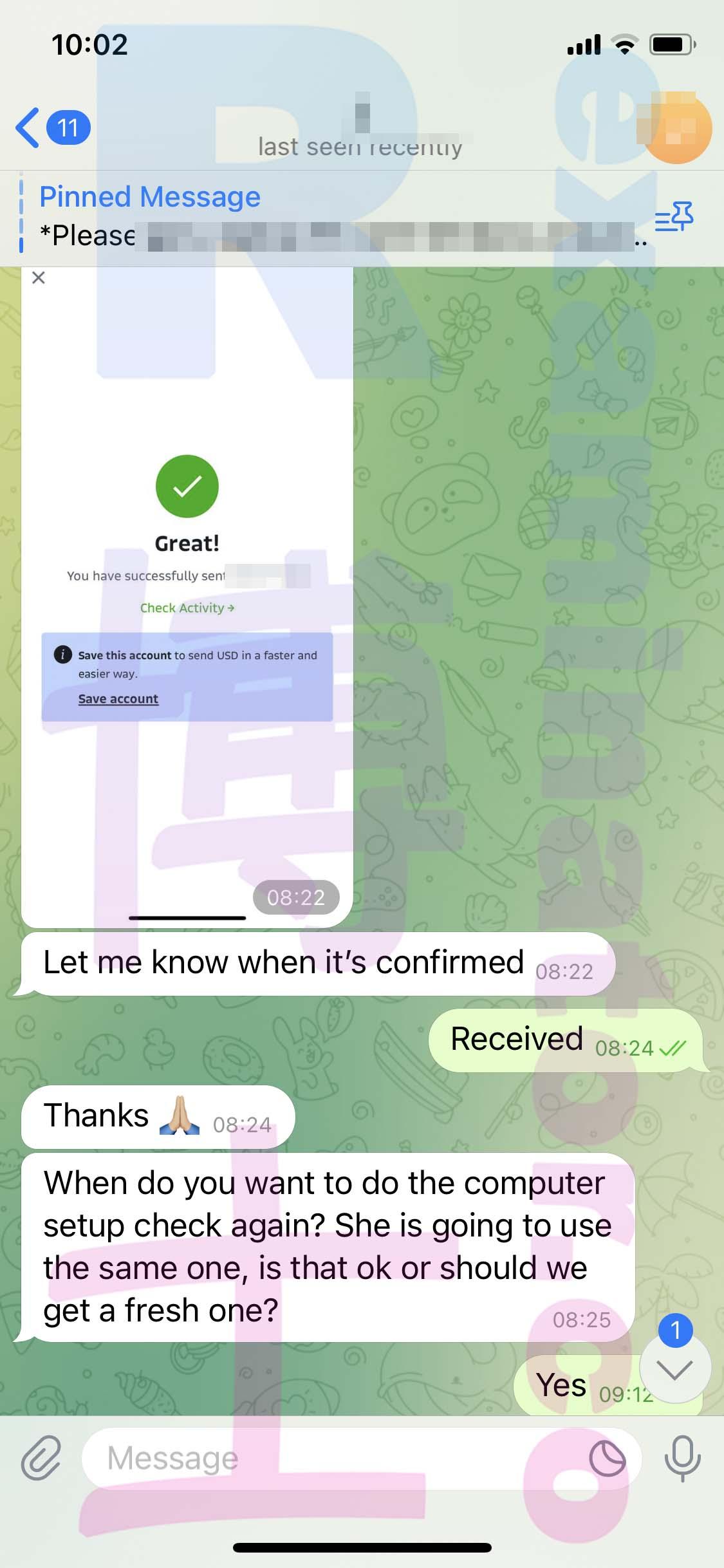 screenshot of chat logs for [GMAT Cheating] success story #295