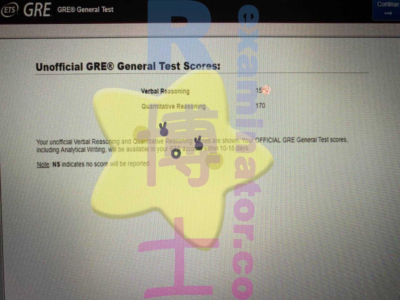 score image for GRE Cheating success story #391