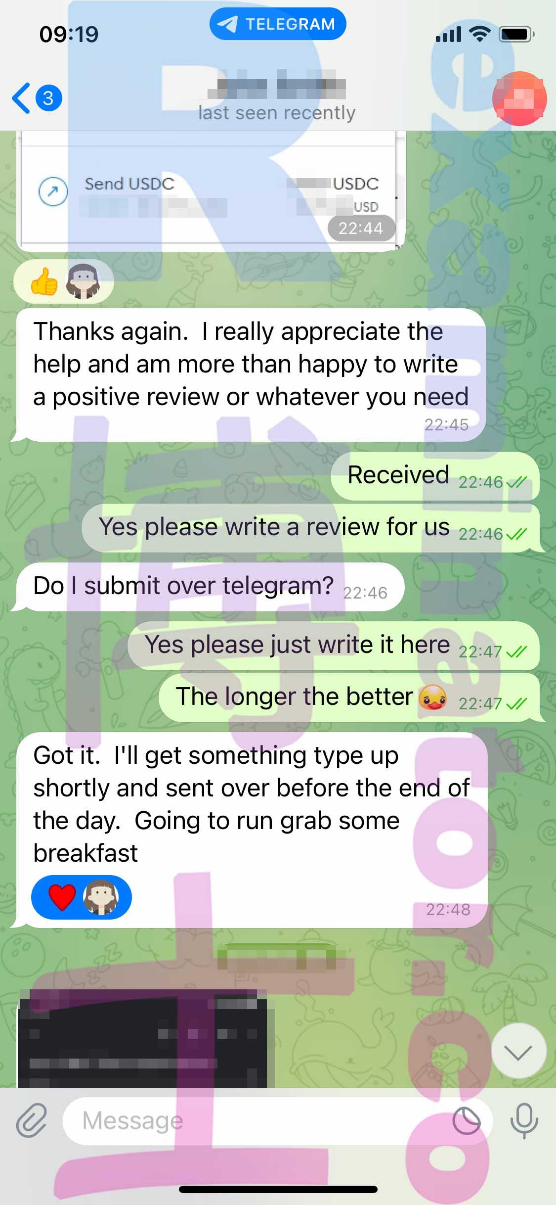 screenshot of chat logs for GMAT Cheating success story #447