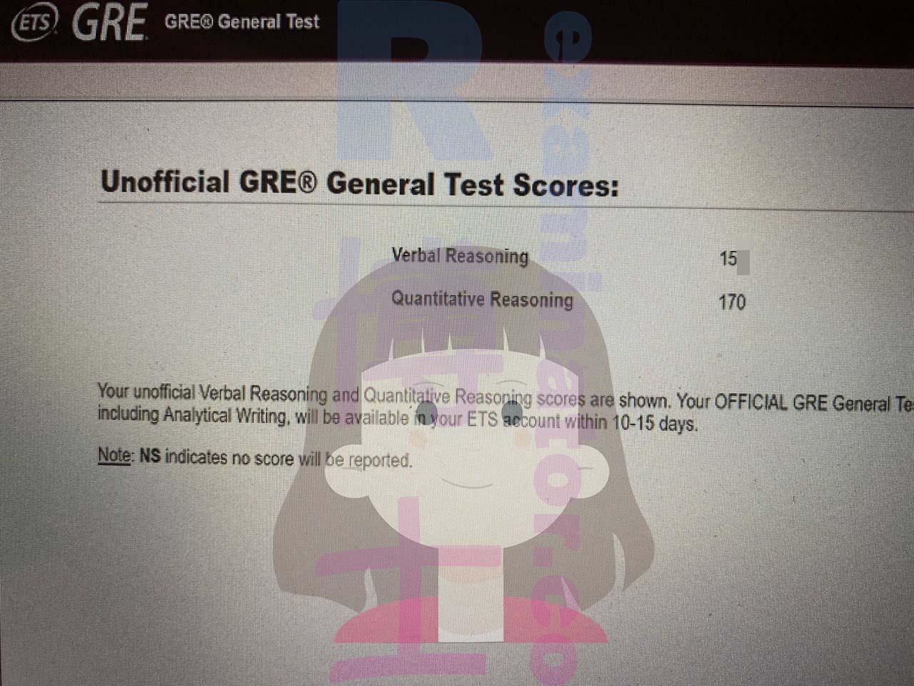 score image for GRE Cheating success story #518