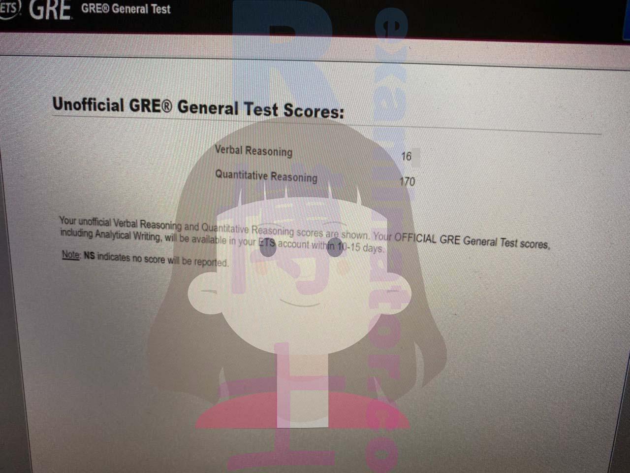score image for GRE Cheating success story #498