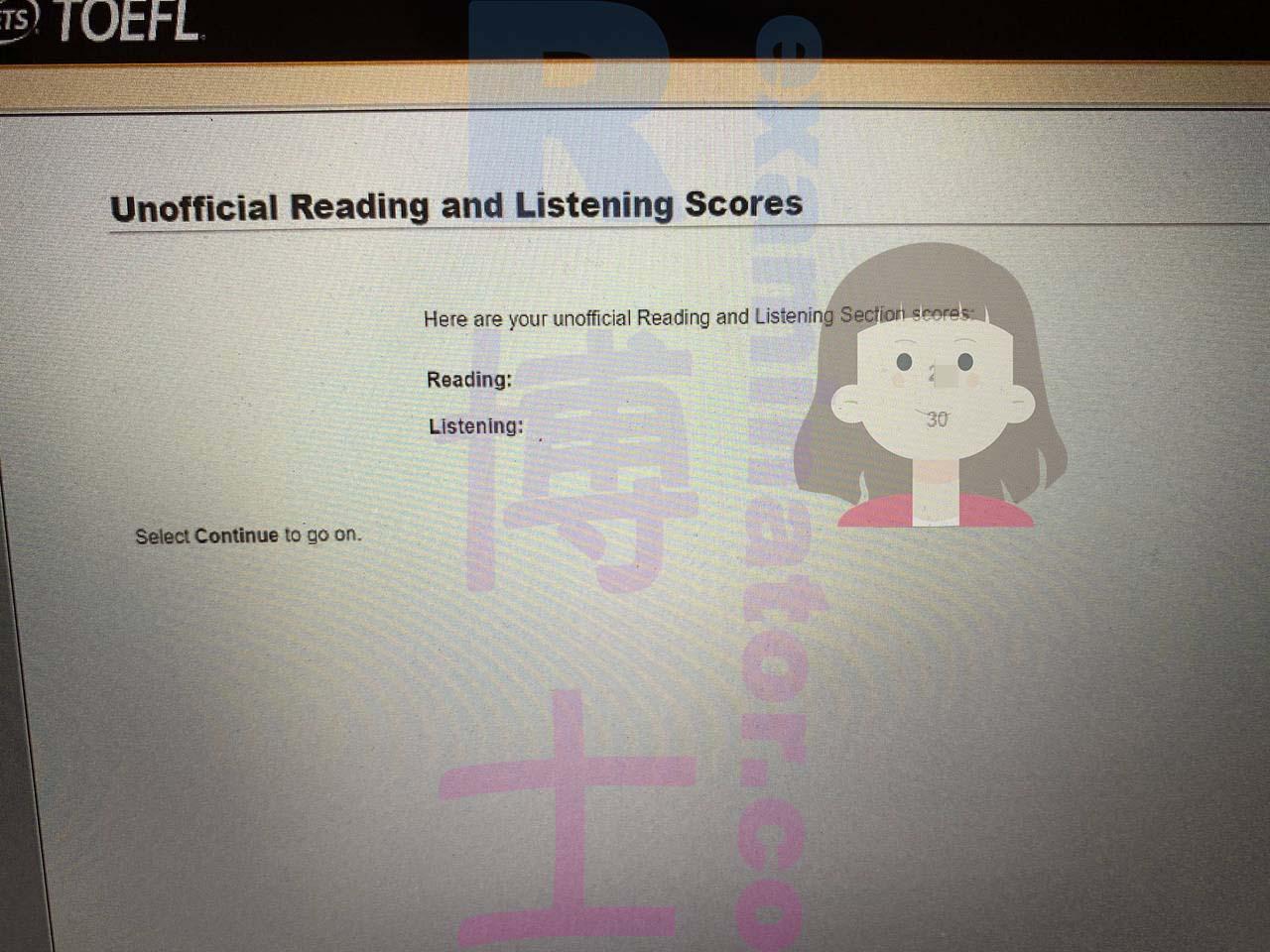 score image for TOEFL Cheating success story #474