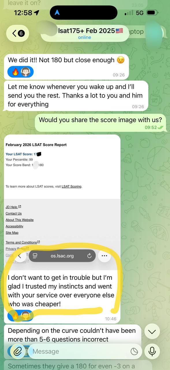 score image for LSAT Cheating success story #723
