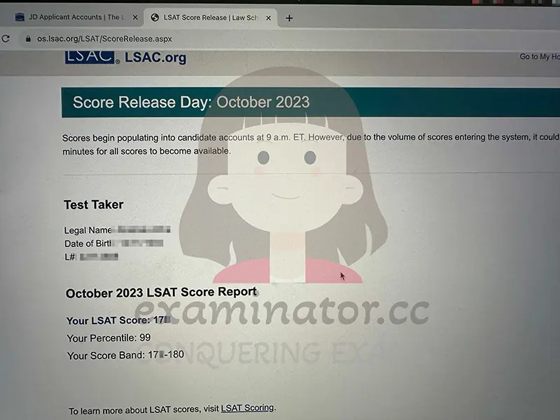 score image for LSAT Cheating success story #591