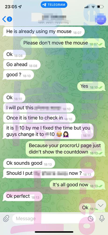 screenshot of chat logs for GRE Cheating success story #455