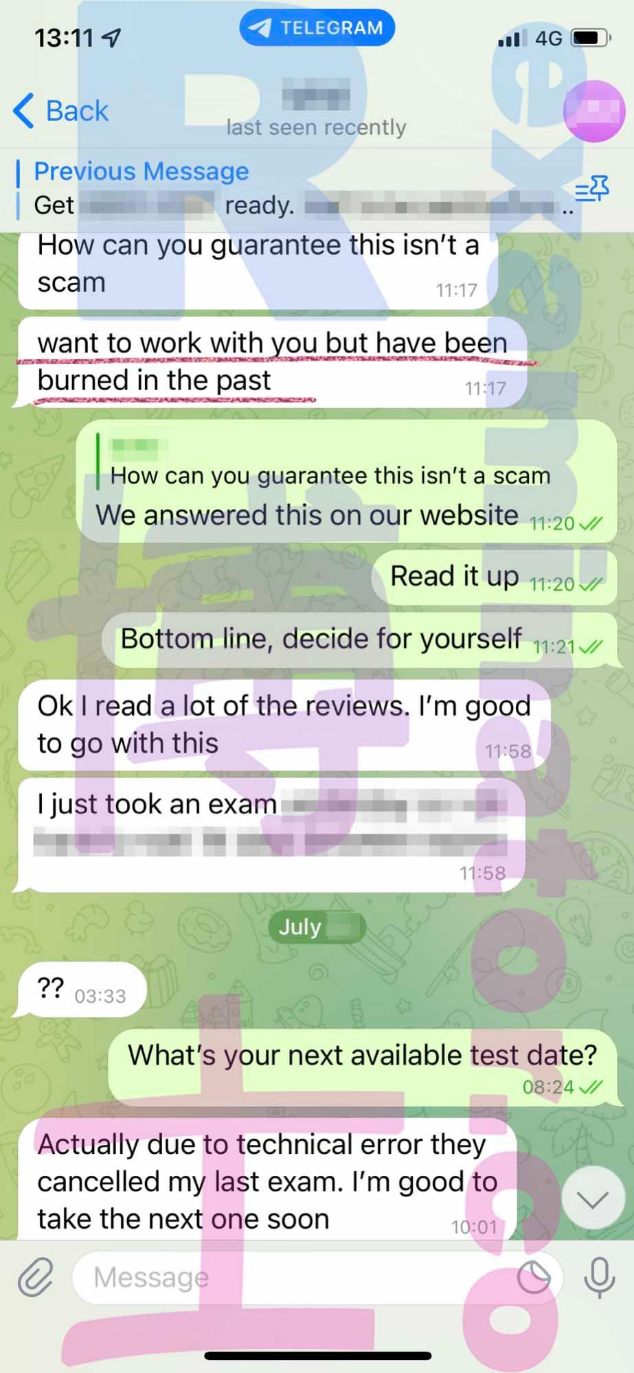 screenshot of chat logs for [GMAT Cheating] success story #226