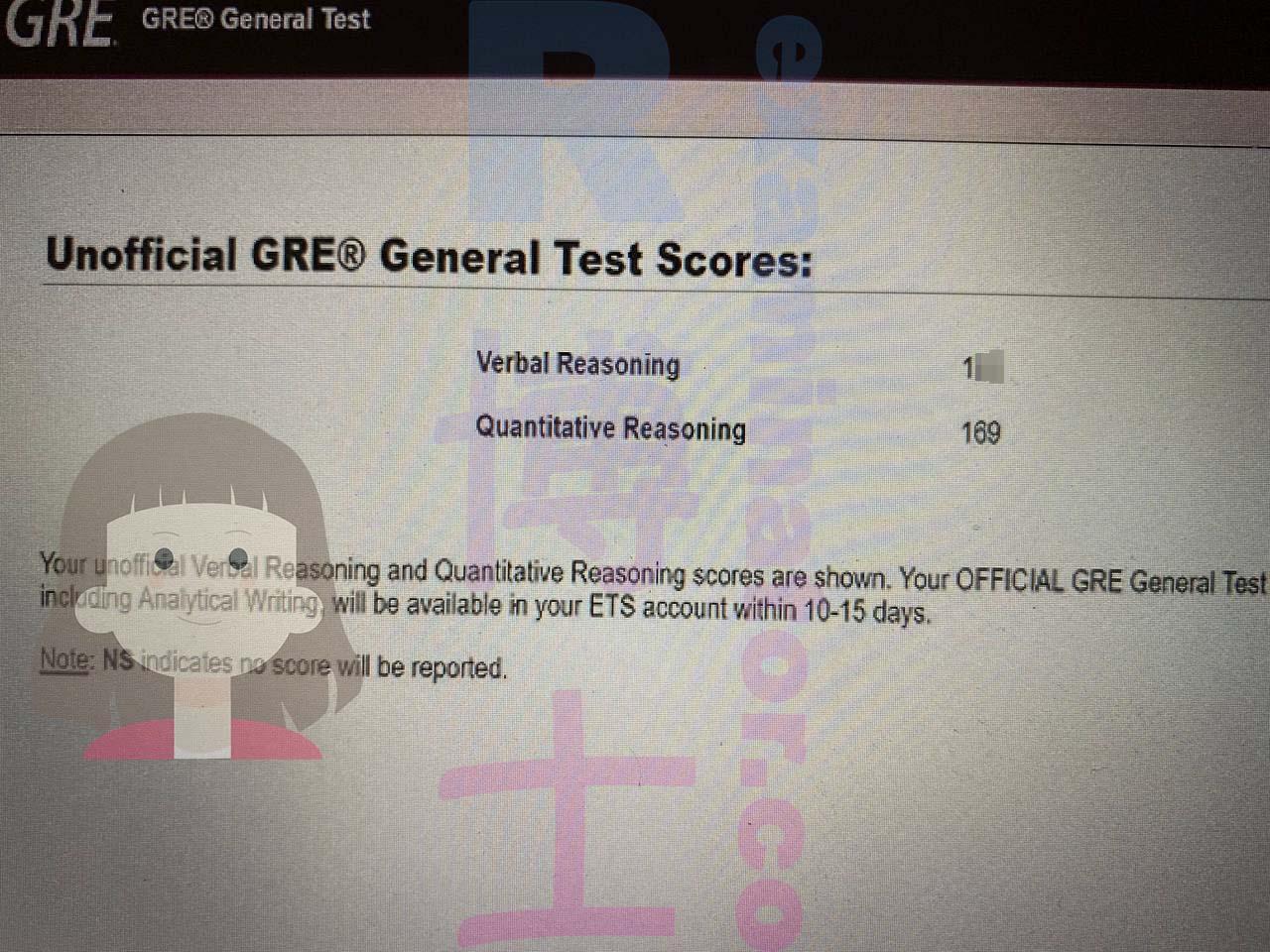 score image for GRE Cheating success story #470