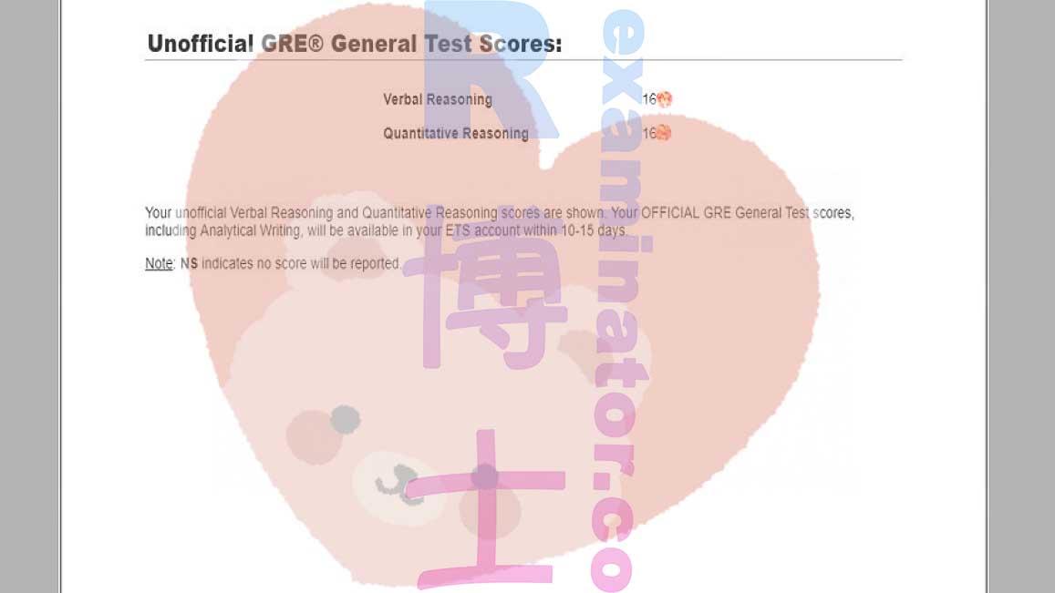 score image for GRE Cheating success story #354