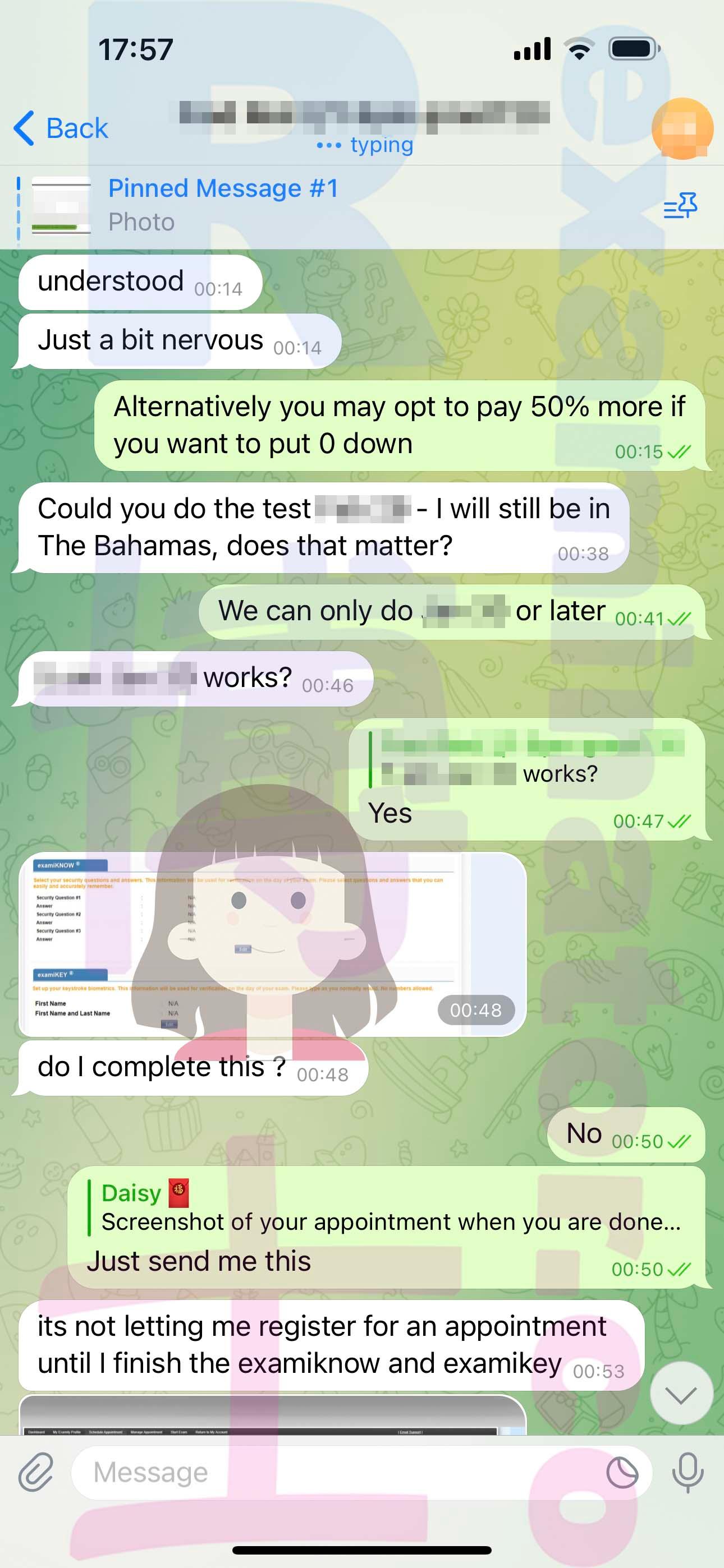 screenshot of chat logs for [GMAT Cheating] success story #338