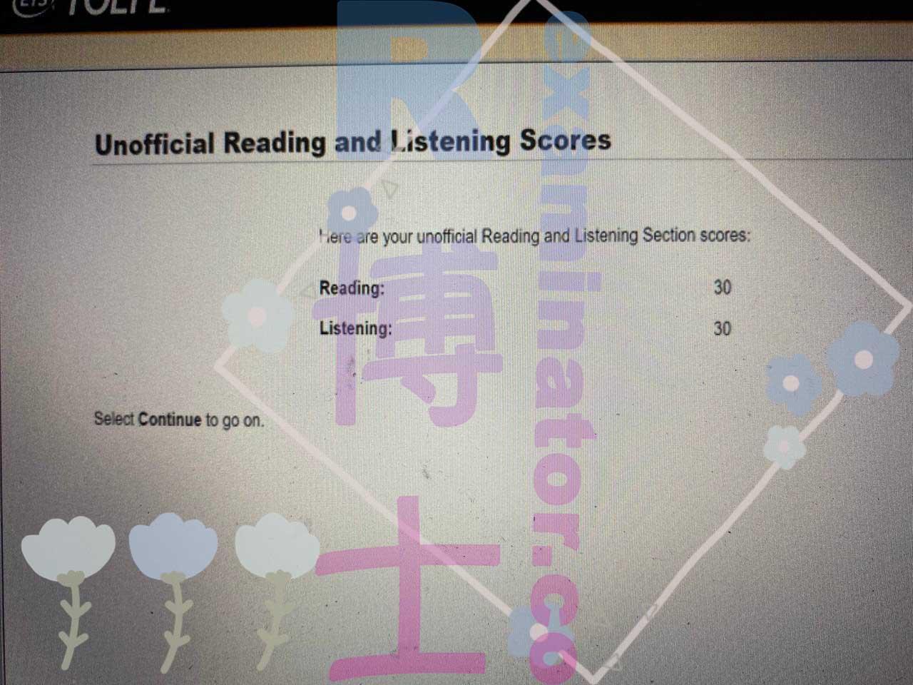 score image for TOEFL Cheating success story #350