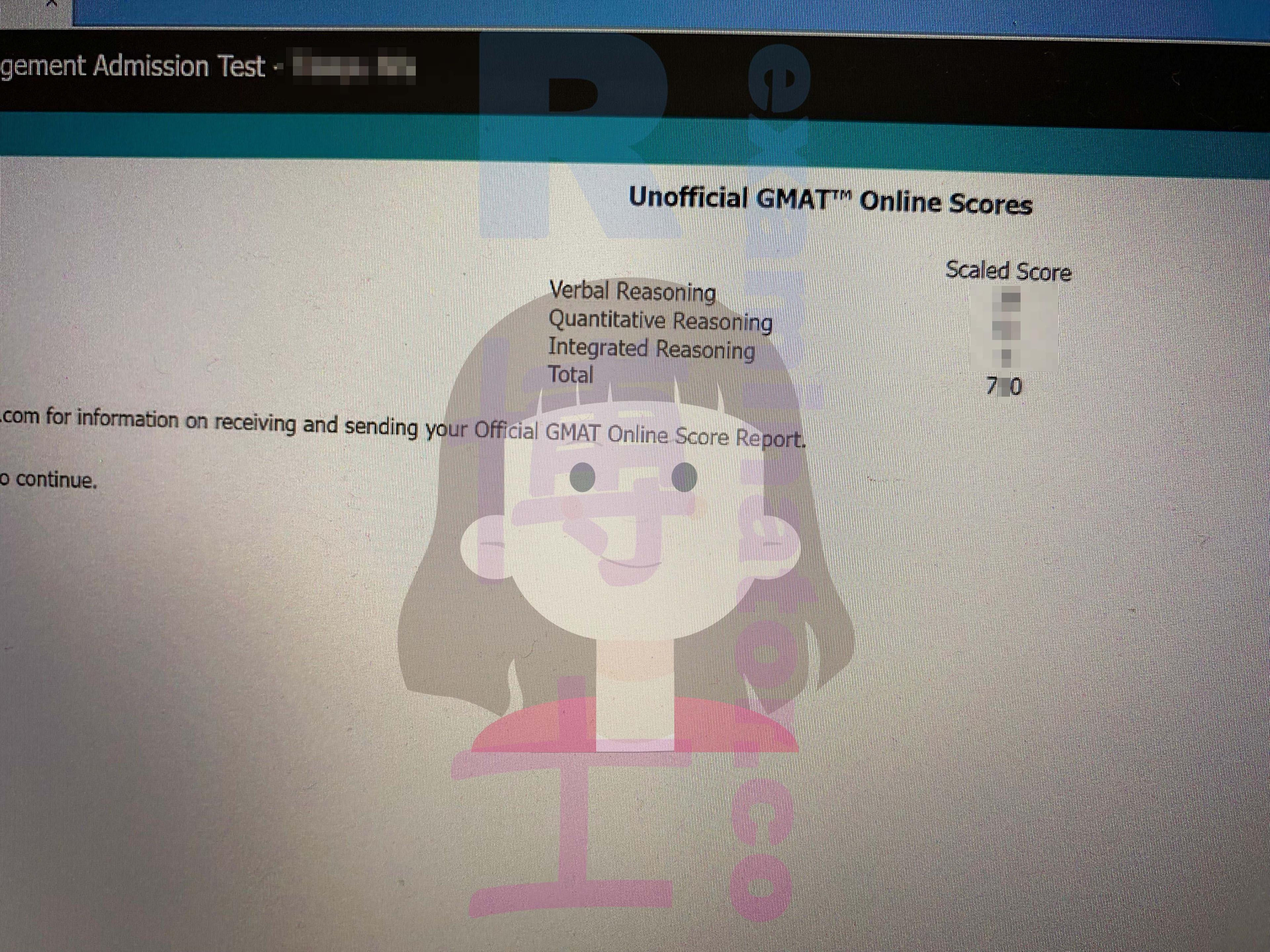 score image for GMAT Cheating success story #520