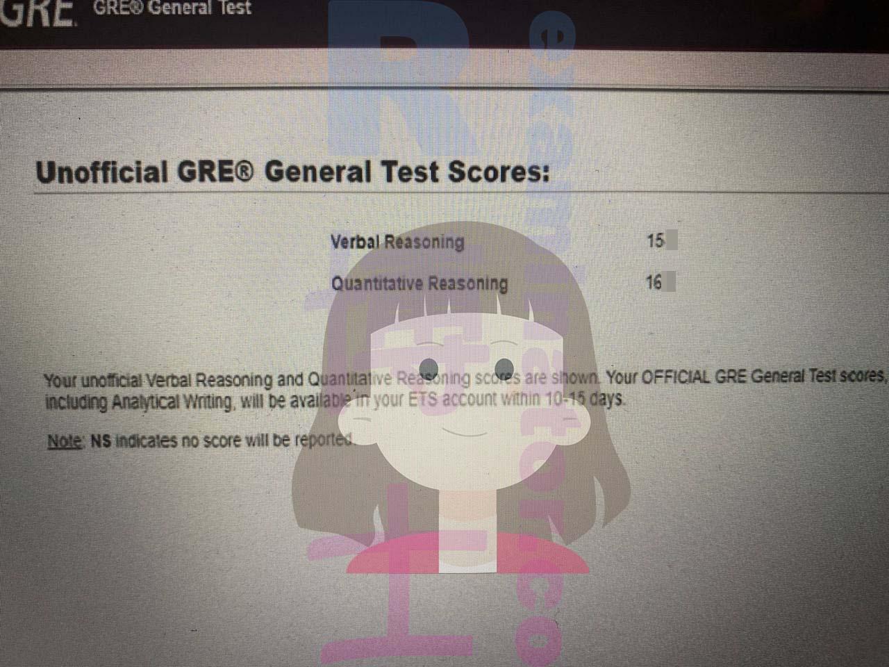 score image for GRE Cheating success story #521
