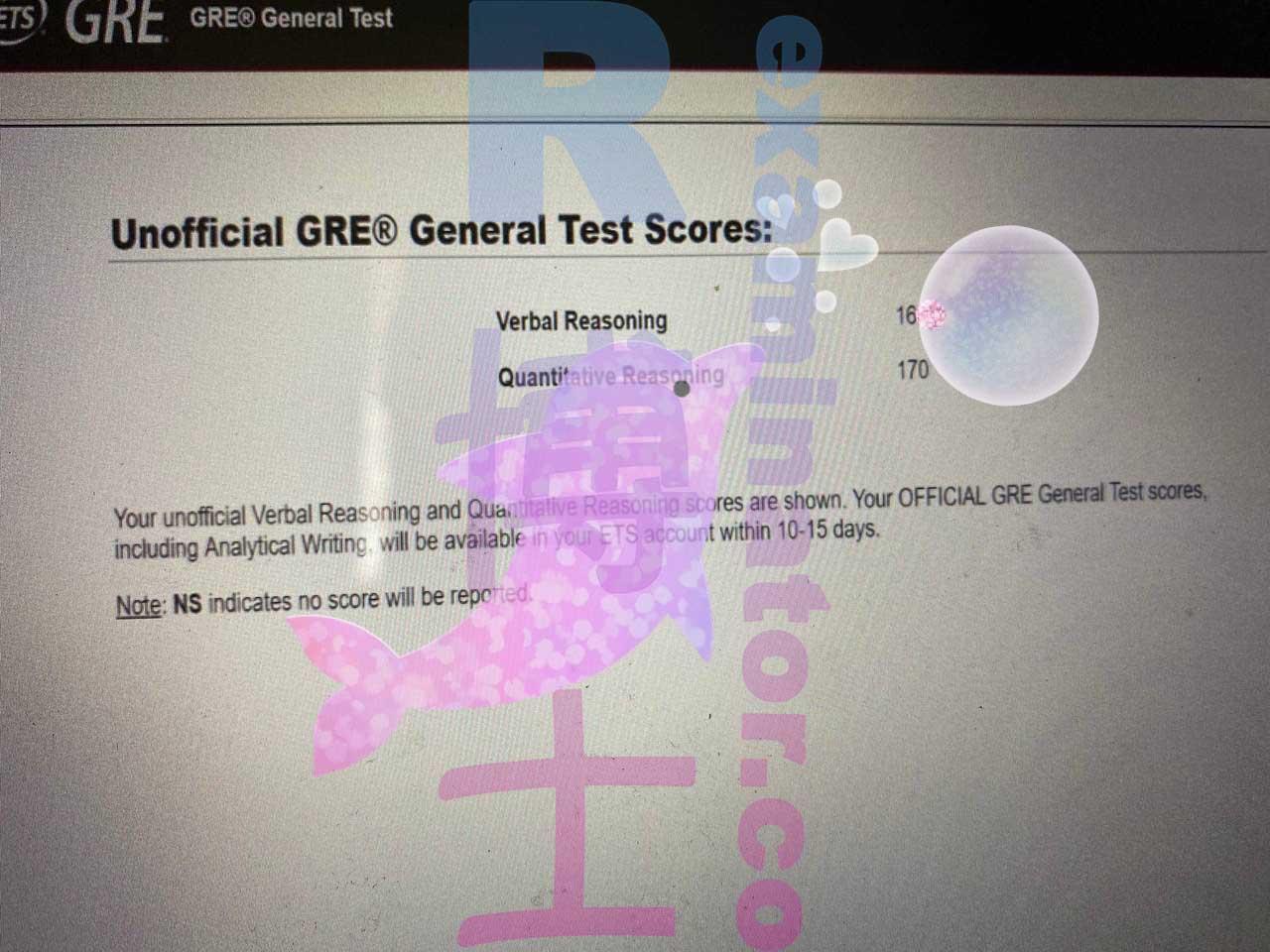 score image for GRE Cheating success story #362