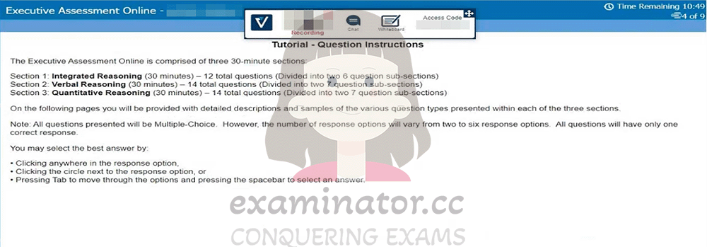 Bypass OnVUE and Cheat on Executive Assessment:  Tutorial - Question Instructions