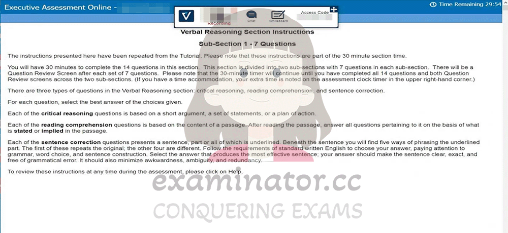 Bypass OnVUE and Cheat on Executive Assessment:  Verbal Reasoning